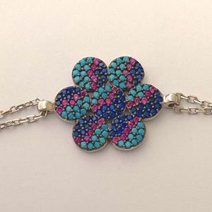 925 Silver flower bracelet cubic zirconia stones